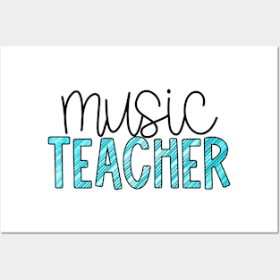 Music Teacher Teal Stripes Posters and Art